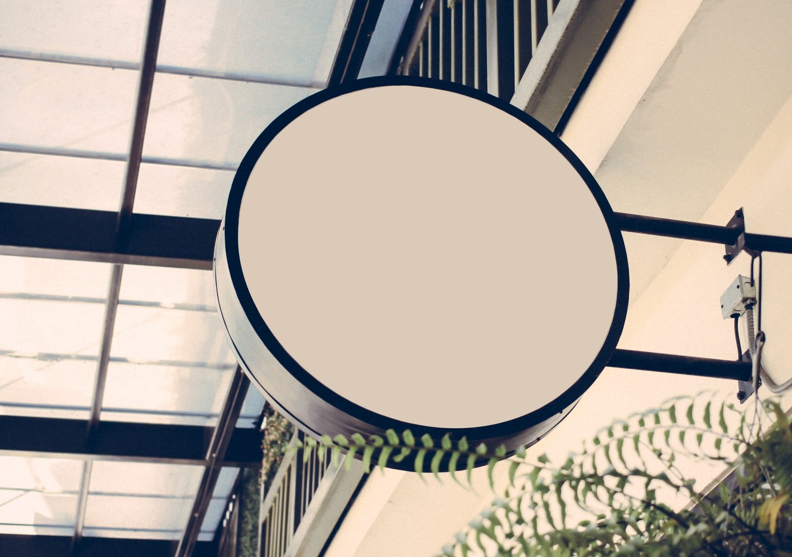 Shop signboard with retro filter effect